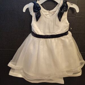 Harlow & Rose White Dress with Black Velvet Details
